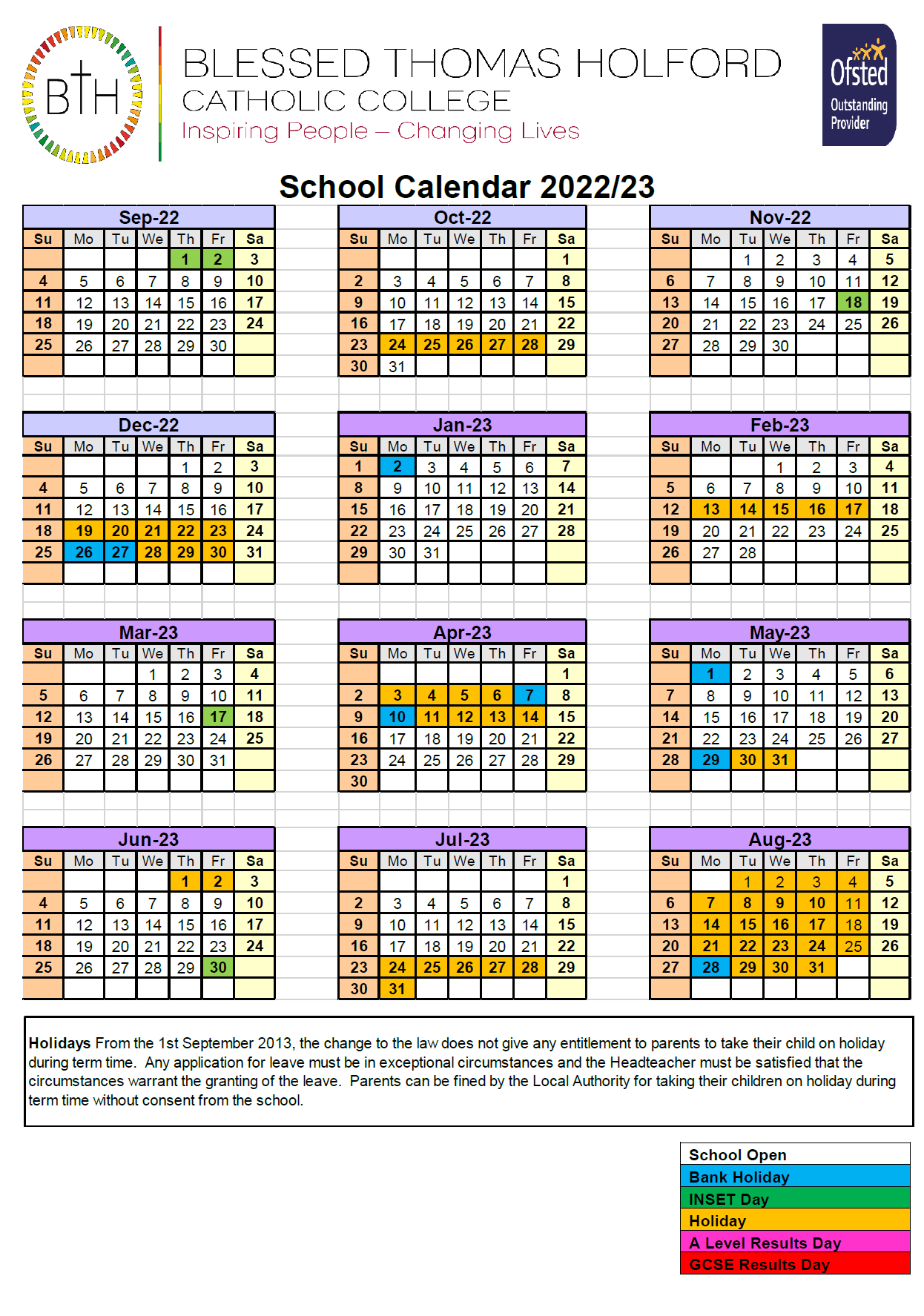 Hcc Fall 2022 Calendar Blessed Thomas Holford Catholic College - Term Dates